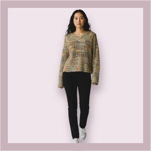 Made With Love by PCT V-Neck Open Knit Confetti Sweater